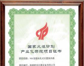 State Torch plan industrialization demonstration project certificate in 2015